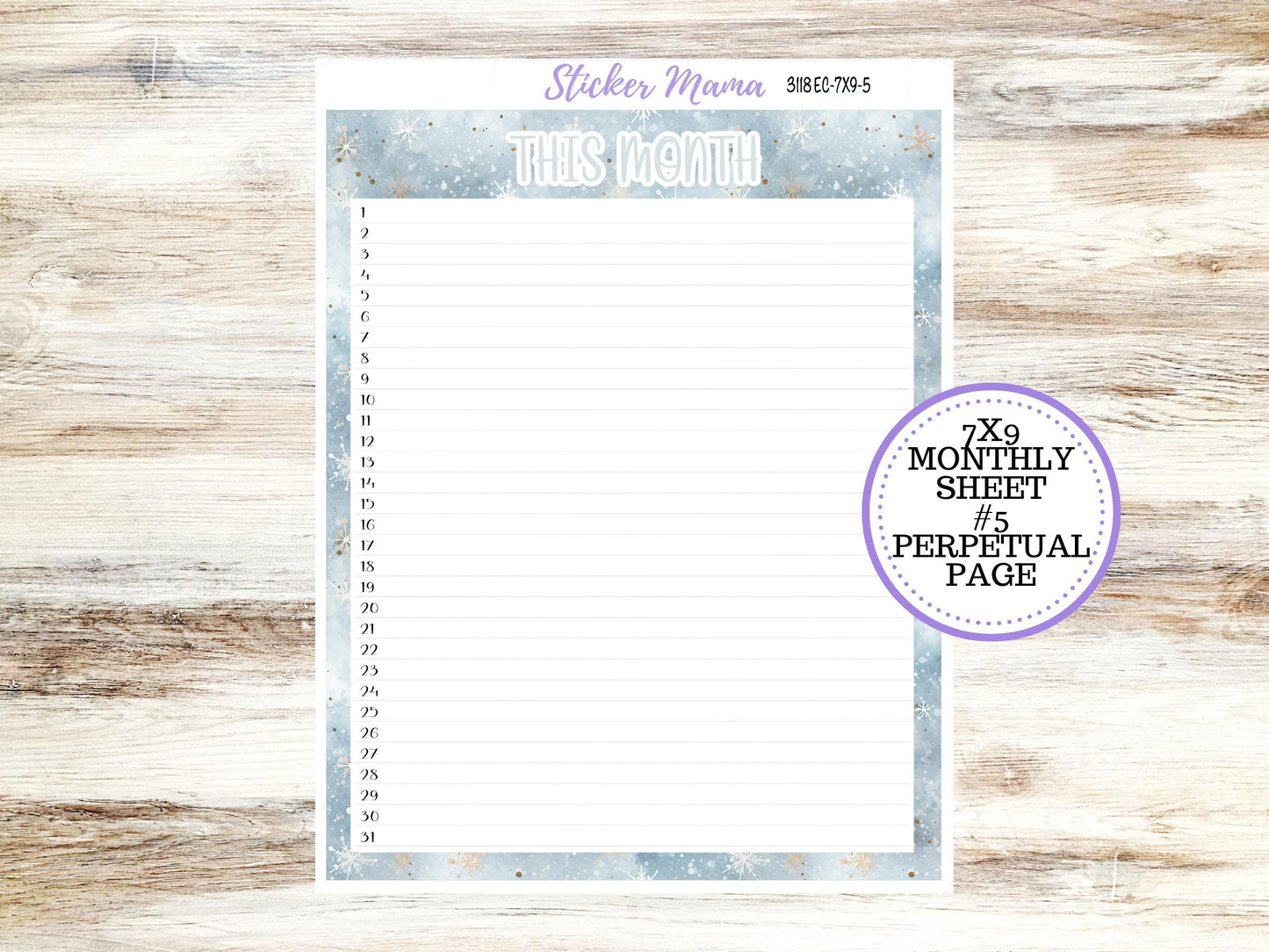 ERIN CONDREN Monthly Kit-3118 || 7X9 ||  - 7x9 ec January Monthly Kit - January Monthly Planner Kits -  Monthly Pages || 10-25