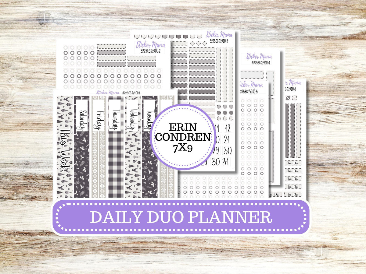 Erin Condren Daily Duo Planner Sticker Kit 3225 | December - Sleek Season | 9-26