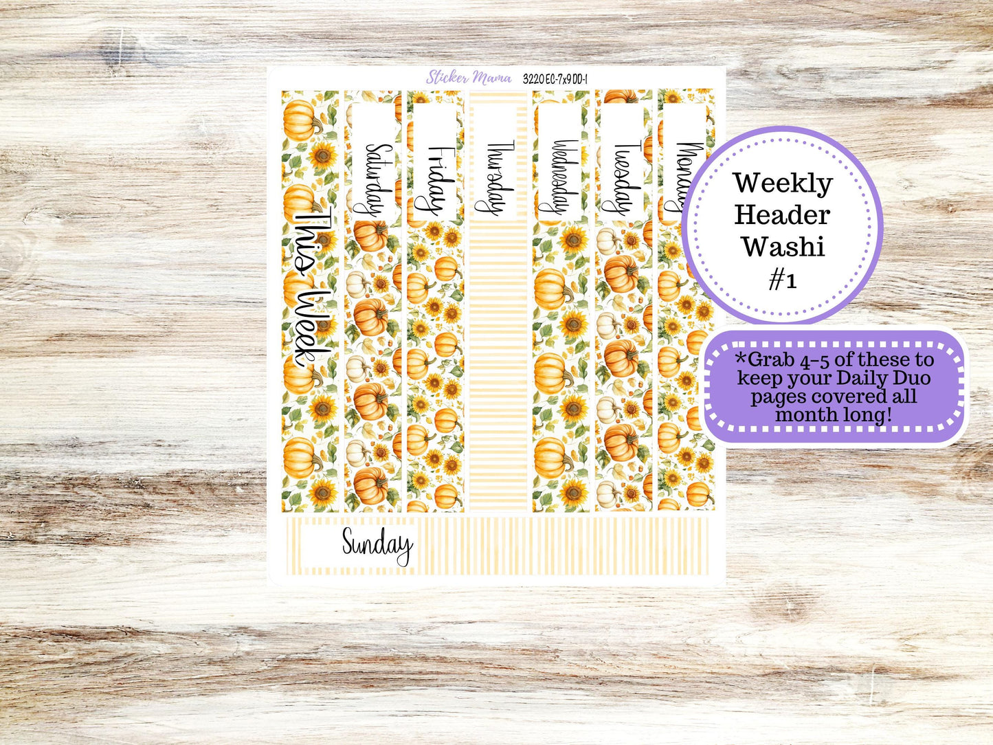 Erin Condren Daily Duo Planner Kit DD 3220 | Sunflower Harvest  | Full Month Kit