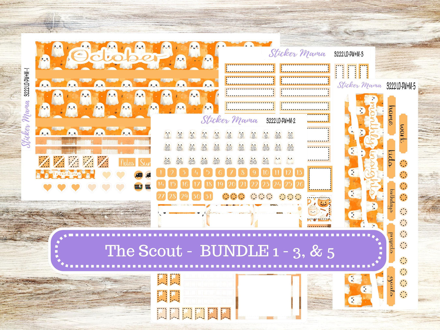 Laurel Denise Large Scout Planner Sticker Kit | Portrait Weekly + Monthly | October Cozy Ghost 3222 | 7-26