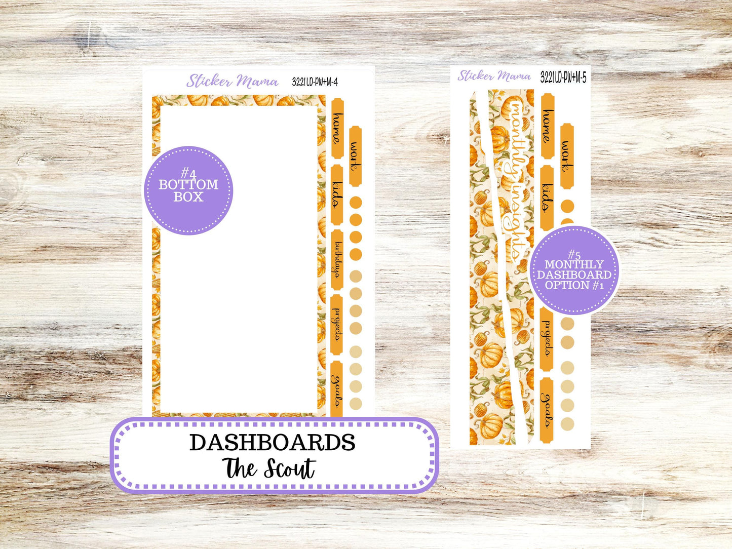 Laurel Denise Large Scout Planner Sticker Kit | Portrait Weekly + Monthly | Month of your Choice Fall | 3221 Pumpkin & Cornstalk | 6-26
