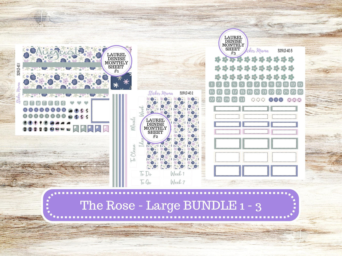 Laurel Denise Large Rose Planner Sticker Kit | 4-COLUMN (formerly project) | August Tropical Trinkets 3219 | 5-26