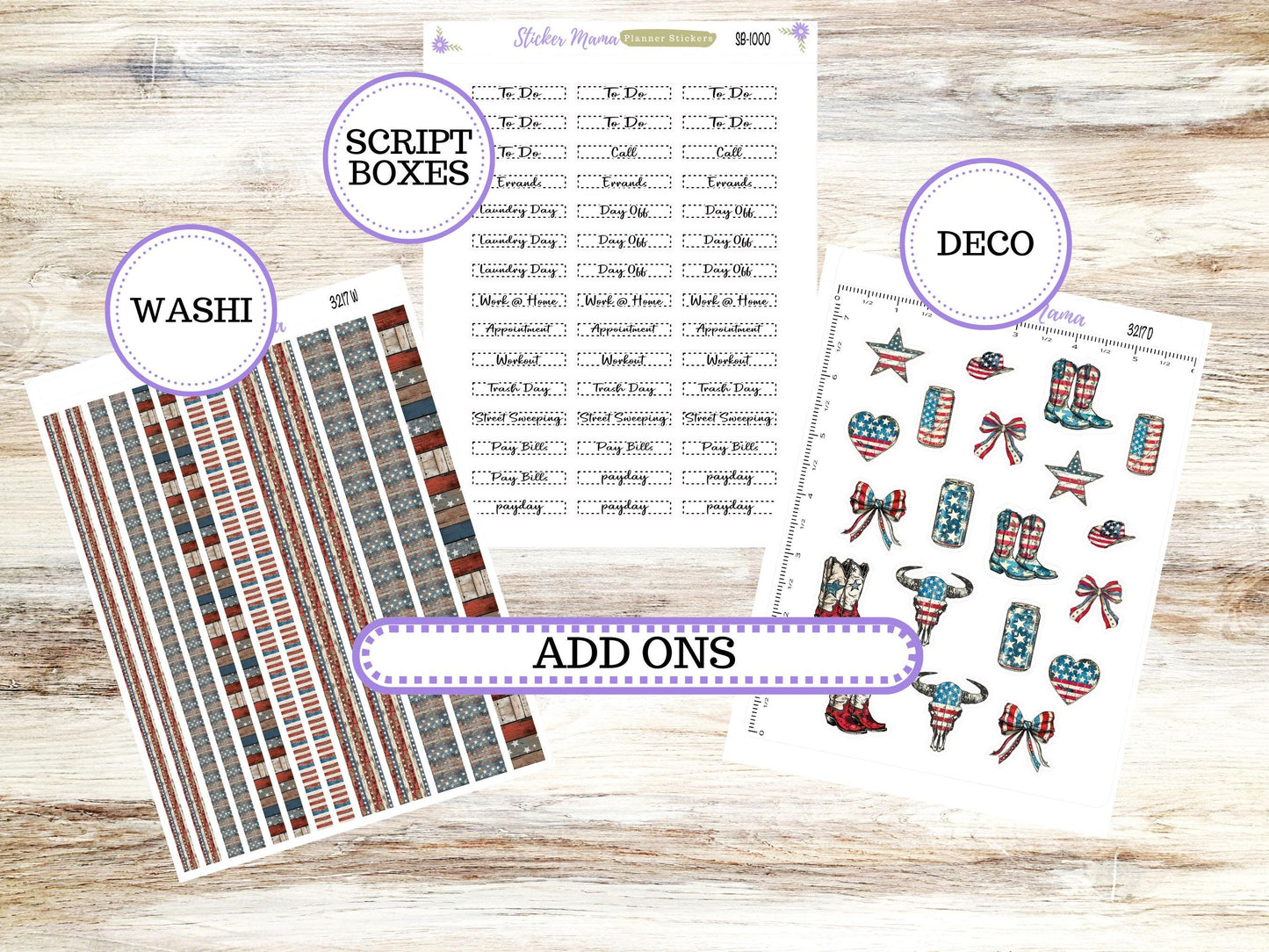 Laurel Denise Large Rose Planner Sticker Kit | 4-COLUMN (formerly project) | July Old Glory 3217 | 4-26