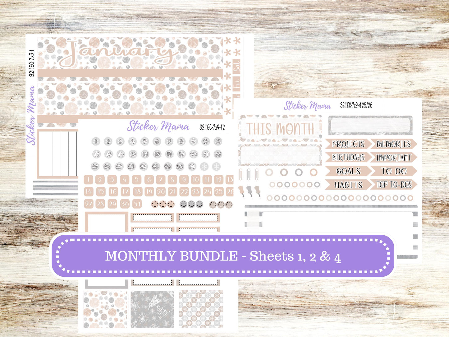 ERIN CONDREN Monthly Kit-3211 || 7X9 || Pastel Wonderlands - 7x9 ec January Monthly Kit - Monthly Planner Kits -  Monthly Pages || 10-25