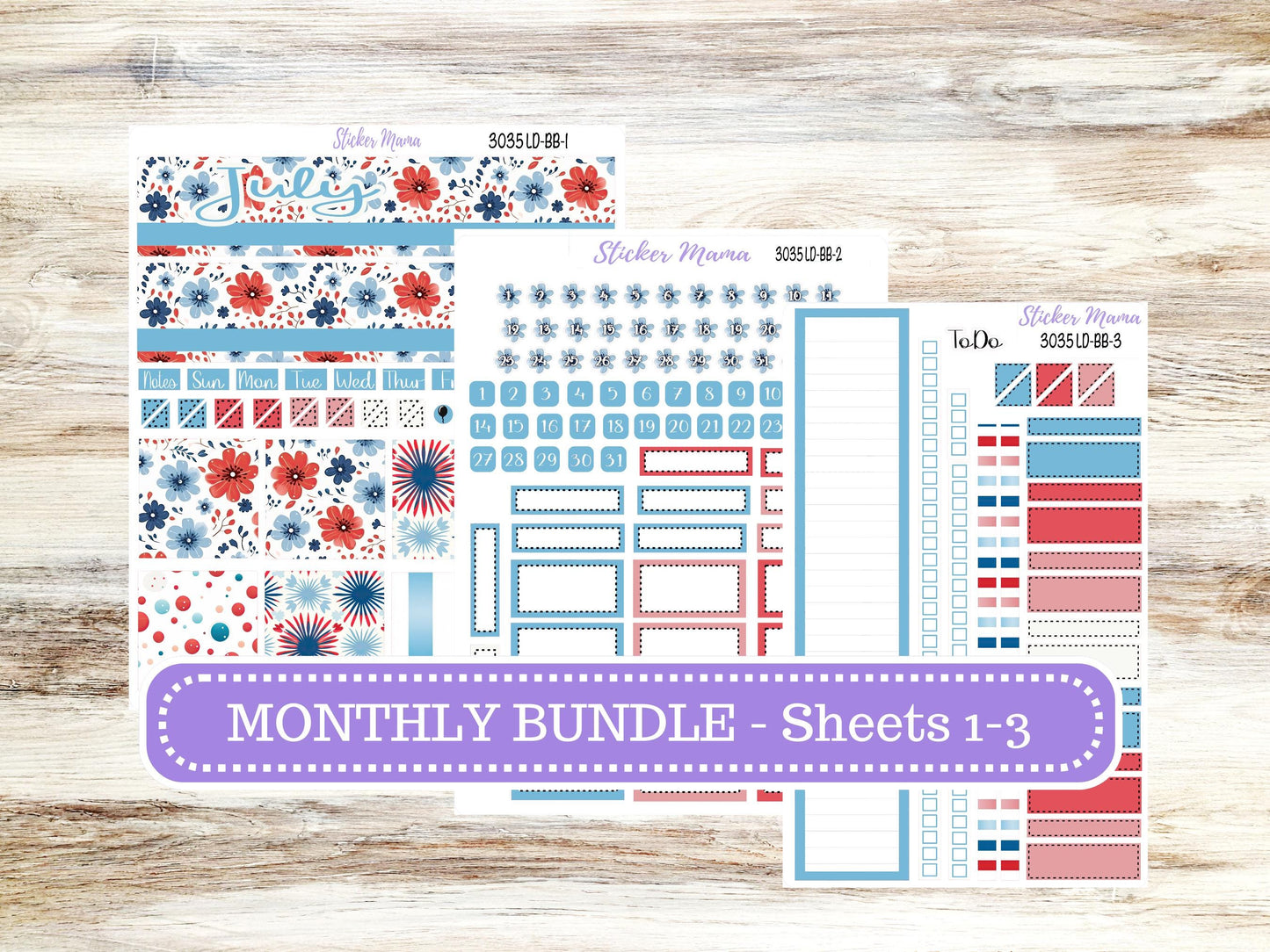 Laurel Denise Mae and Kristy Planner Sticker Kit | Book-Bound | July 3035 American Dream