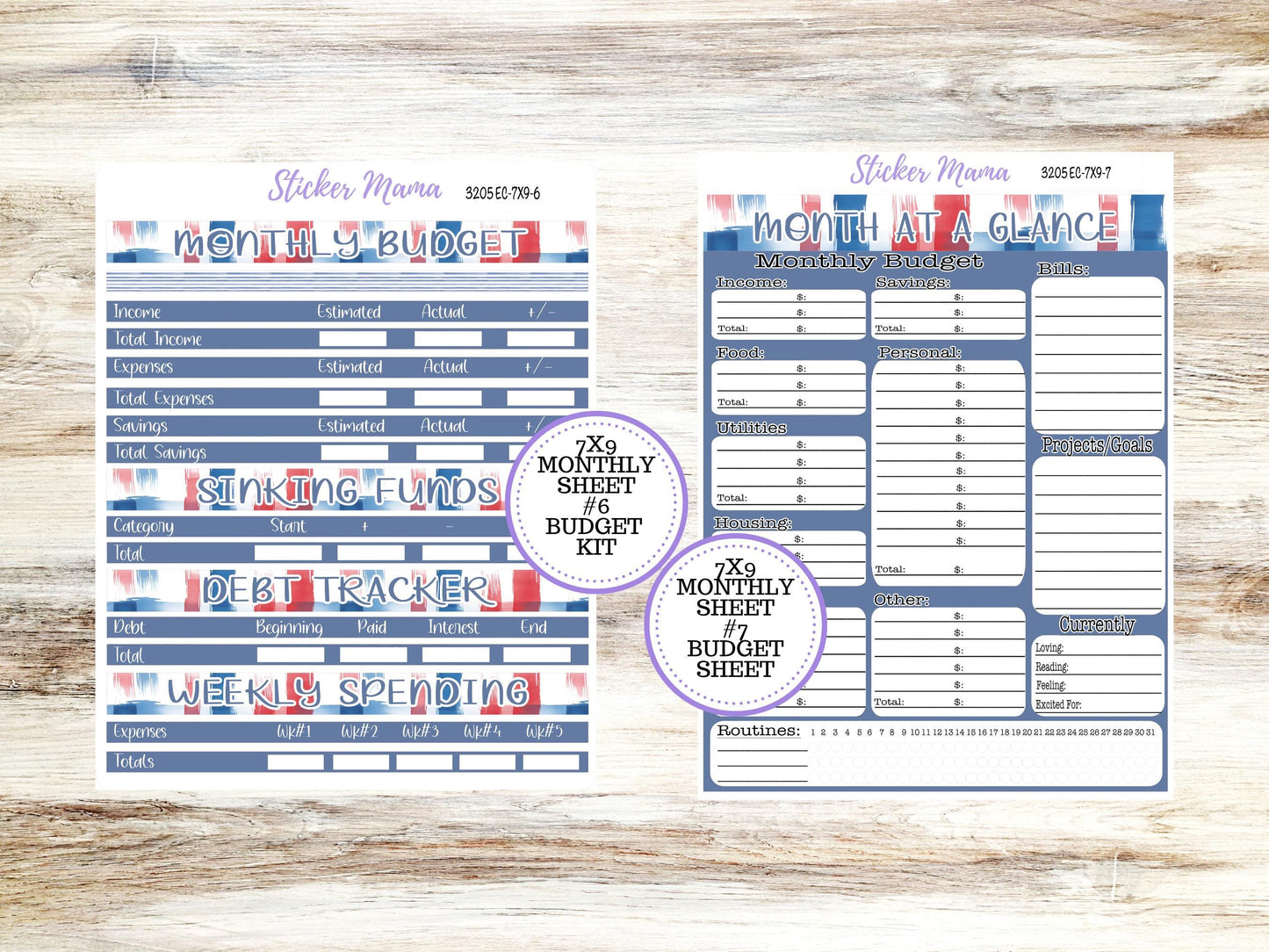 ERIN CONDRE Monthly  Kit-3205 || 7X9 || Patriotic Festivities Stickers  || - ec July Monthly Kit - Monthly Planner Kits - Monthly Budget