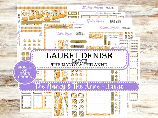 Laurel Denise Large Nancy & Anne Planner Sticker Kit | Vertical Horizontal Week + Month | Choose your own month | Fall 3116 Pumpkin Spice