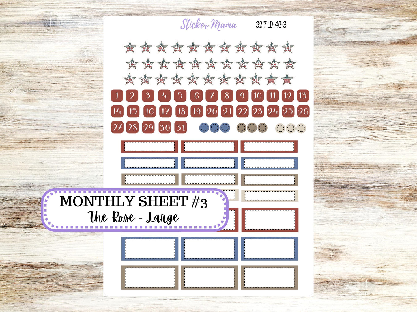 Laurel Denise Large Rose Planner Sticker Kit | 4-COLUMN (formerly project) | July Old Glory 3217 | 4-26