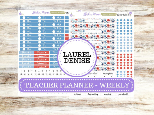 LAUREL DENISE TEACHER Weekly Planner Kit #3035 || American Dream ||Laurel Denise Kit || Laurel Denise Horizontal Vertical