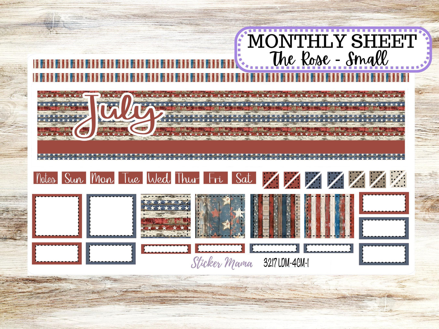 Laurel Denise Small Rose Planner Sticker Kit | 4 Column Mini | Project Mini  | July 3217 Old Glory | 4-26