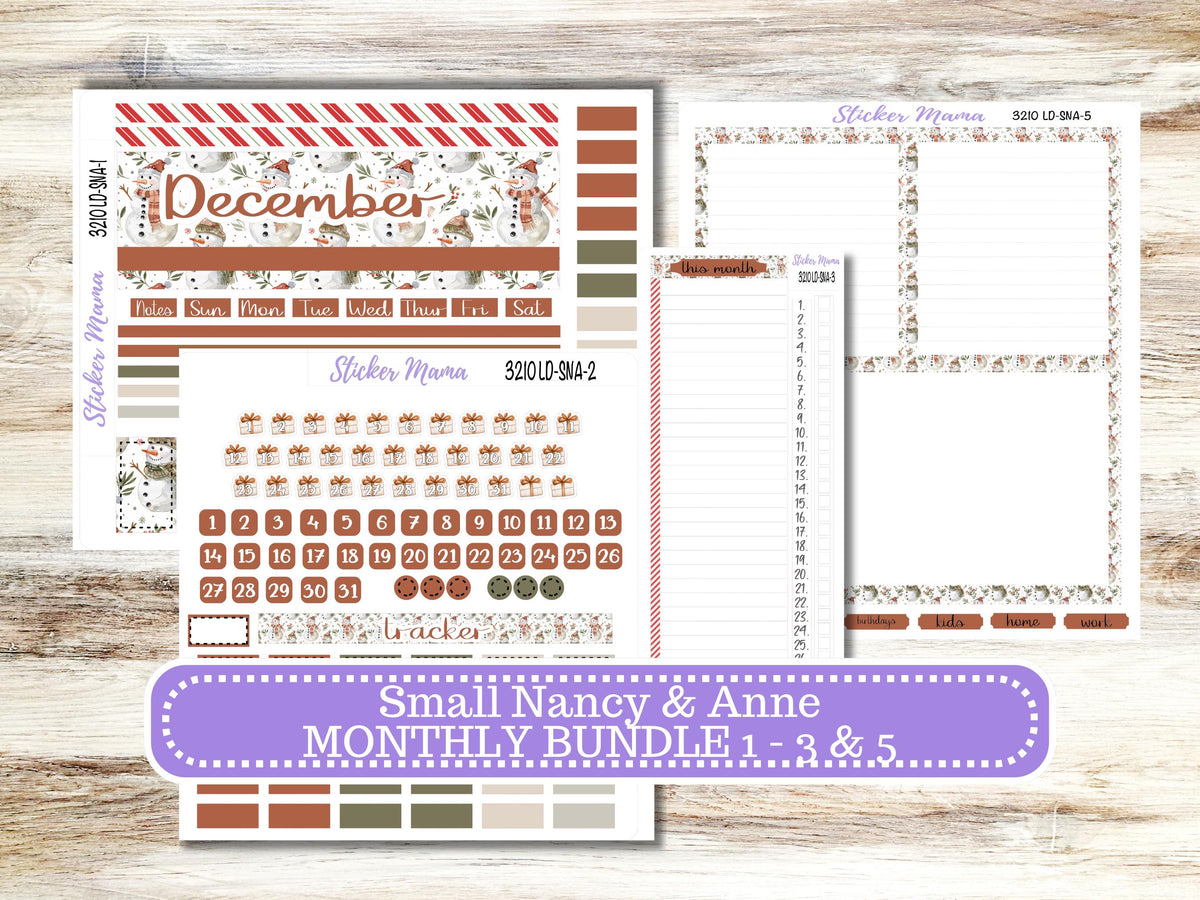Laurel Denise Small Anne and Nancy Planner Sticker Kit 3210 | December Frosty Friends | 9-26