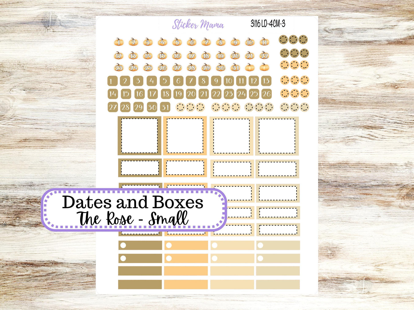 Laurel Denise Small Rose Planner Sticker Kit | 4 Column Mini | Project Mini  | Month of your Choice Fall | 3116 Pumpkin Spice