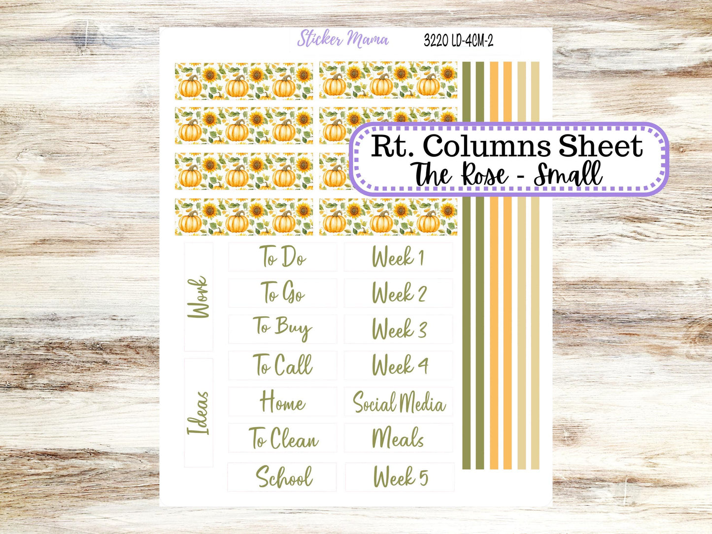 Laurel Denise Small Rose Planner Sticker Kit | 4 Column Mini | Project Mini  | Month of your Choice Fall | 3220 Sunflower Harvest | 6-25