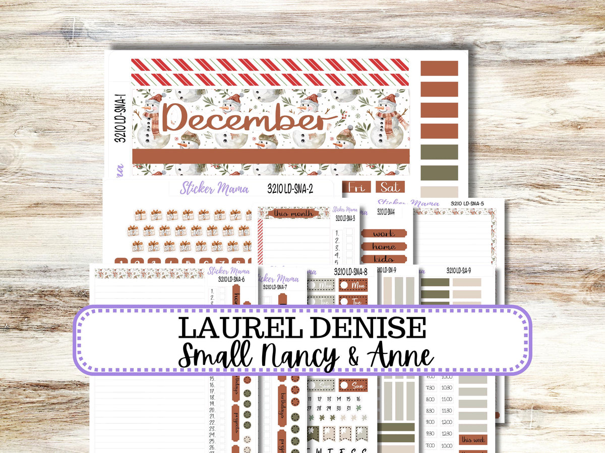 Laurel Denise Small Anne and Nancy Planner Sticker Kit 3210 | December Frosty Friends | 9-26