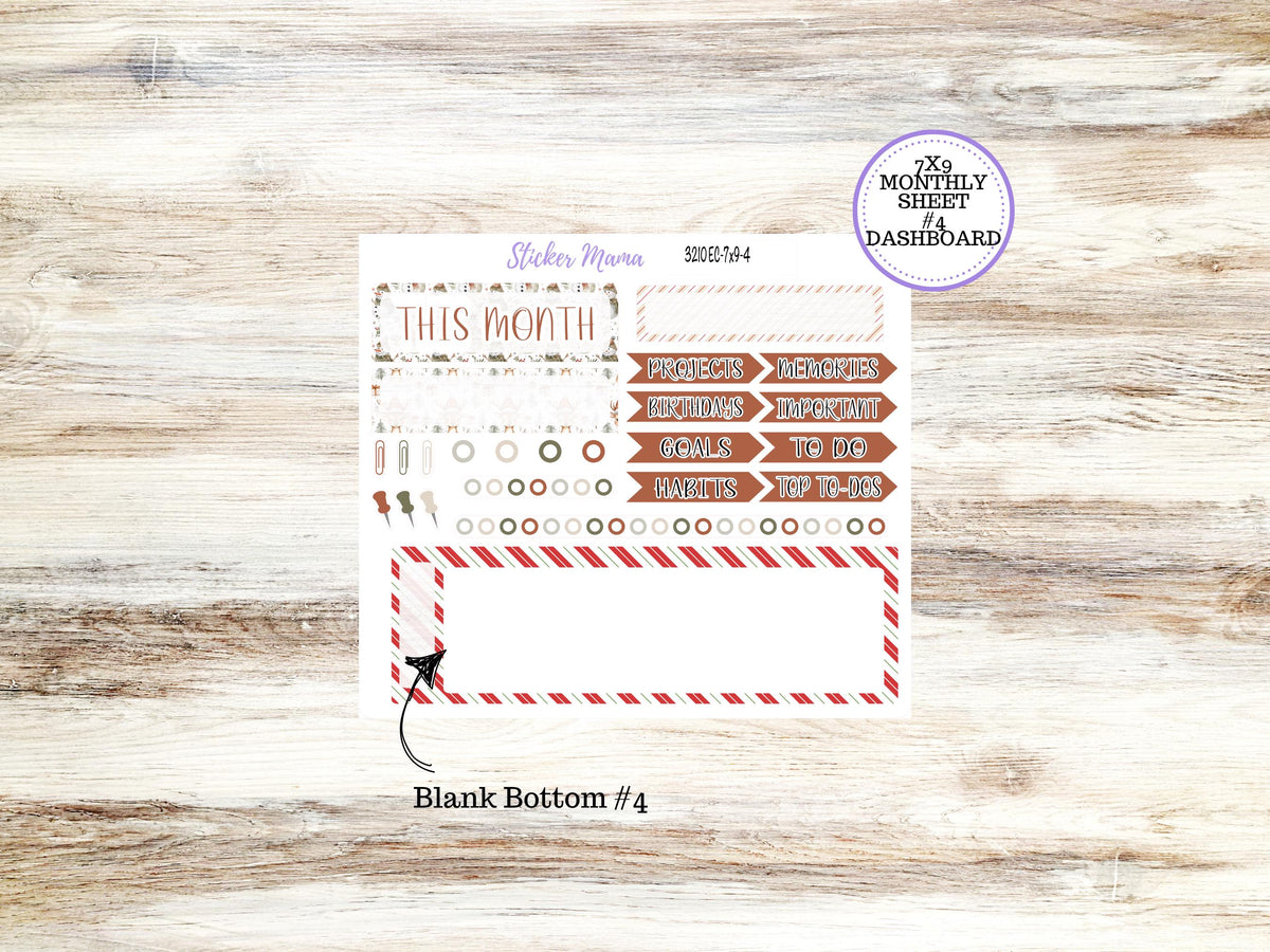 Erin Condren Monthly Planner Sticker Kit 3210 | 7X9 | December Frosty Friends | 9-26