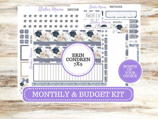 ERIN CONDREN Monthly Kit-3215  || 7X9 ||  Charming Roses Monthly - 7x9 EC Month of your Choice - Monthly Planner Kits -  Monthly Budget
