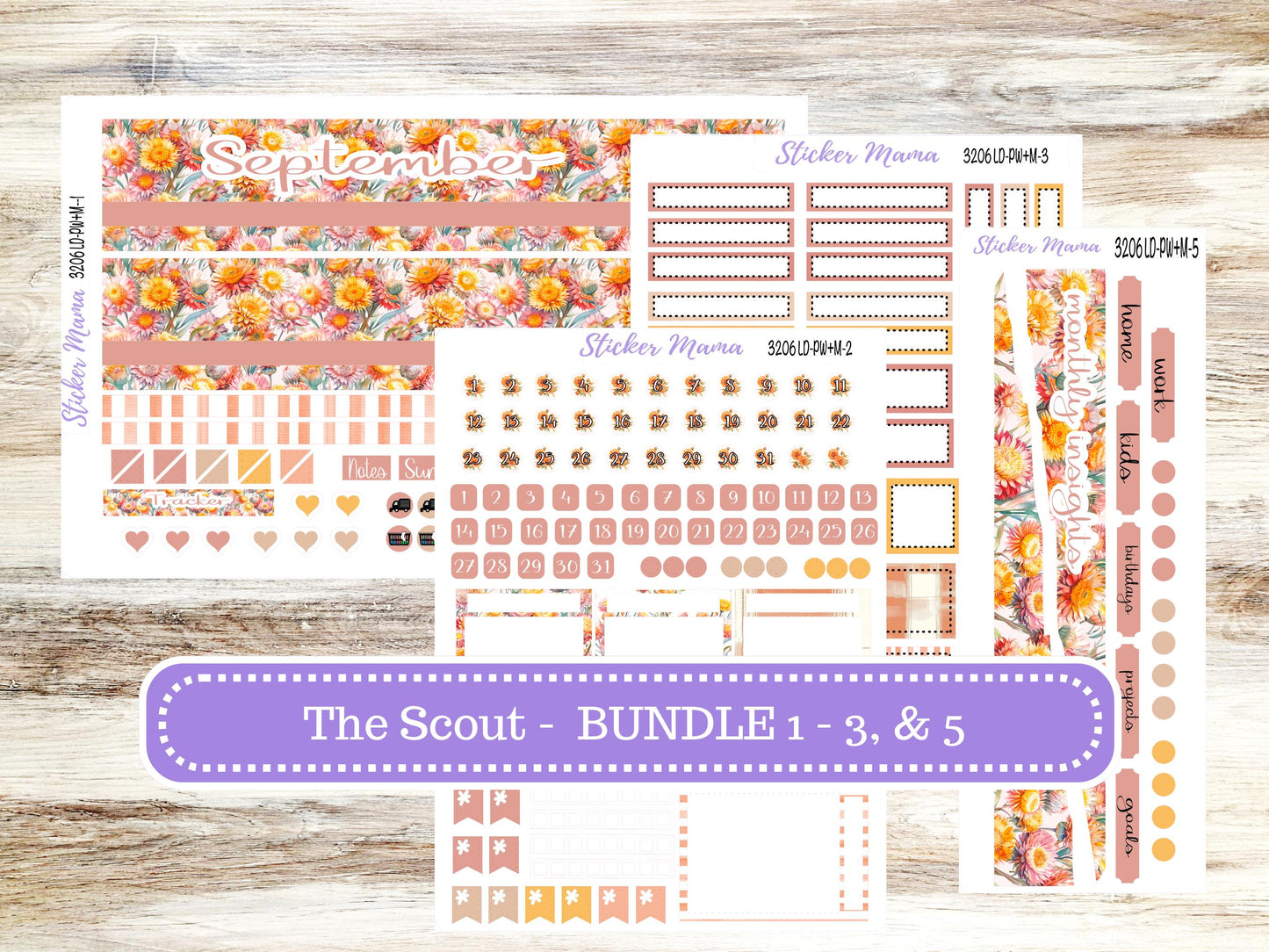 Laurel Denise Large Scout Planner Sticker Kit | Portrait Weekly + Monthly | September Falling Color 3206 | 6/26