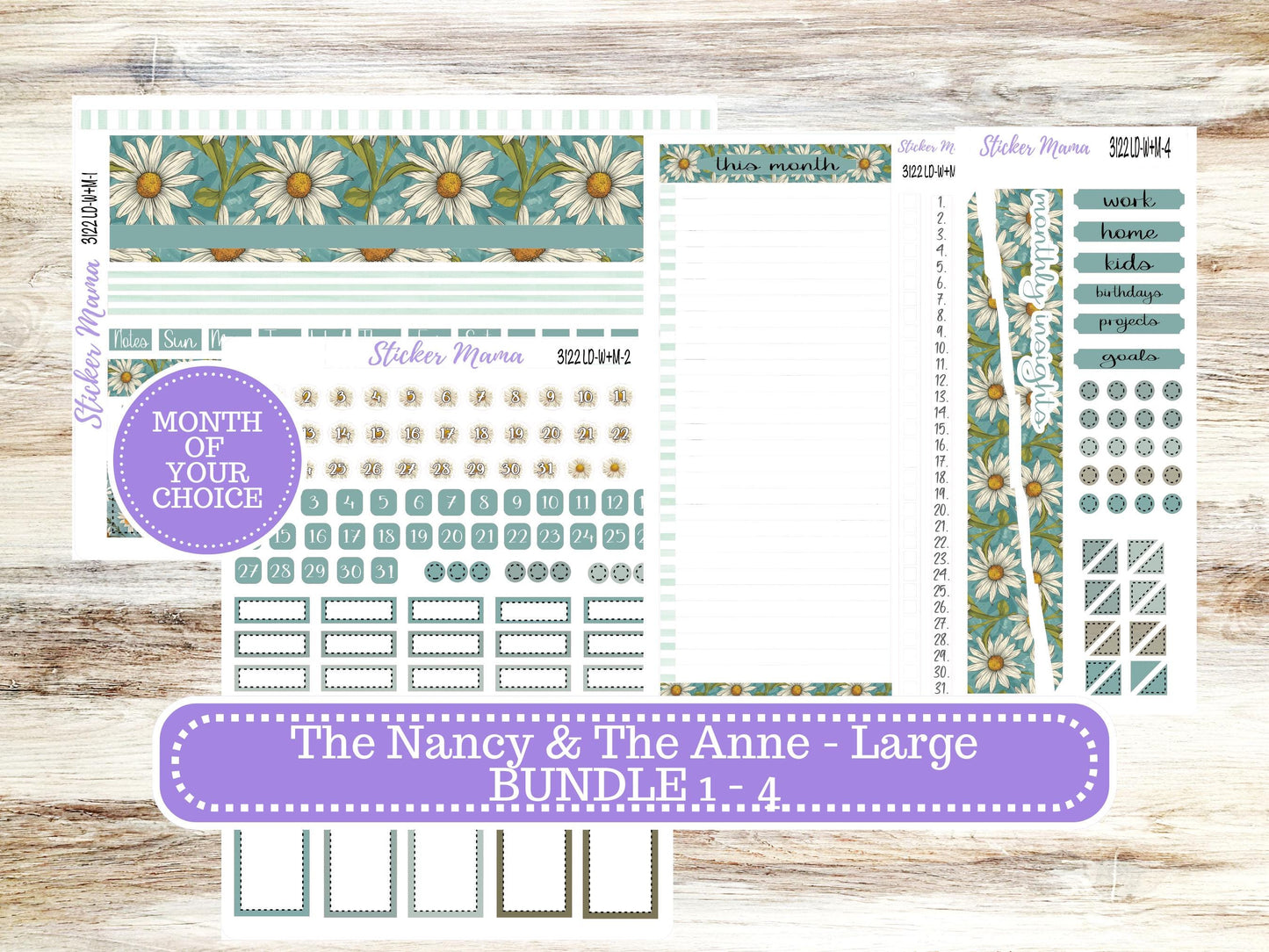 LD “The Nancy & Anne” Large || Week + Month PLANNER Monthly Kit #3122 || Horizontal Vertical Kit || Vintage Bloom || 11-25