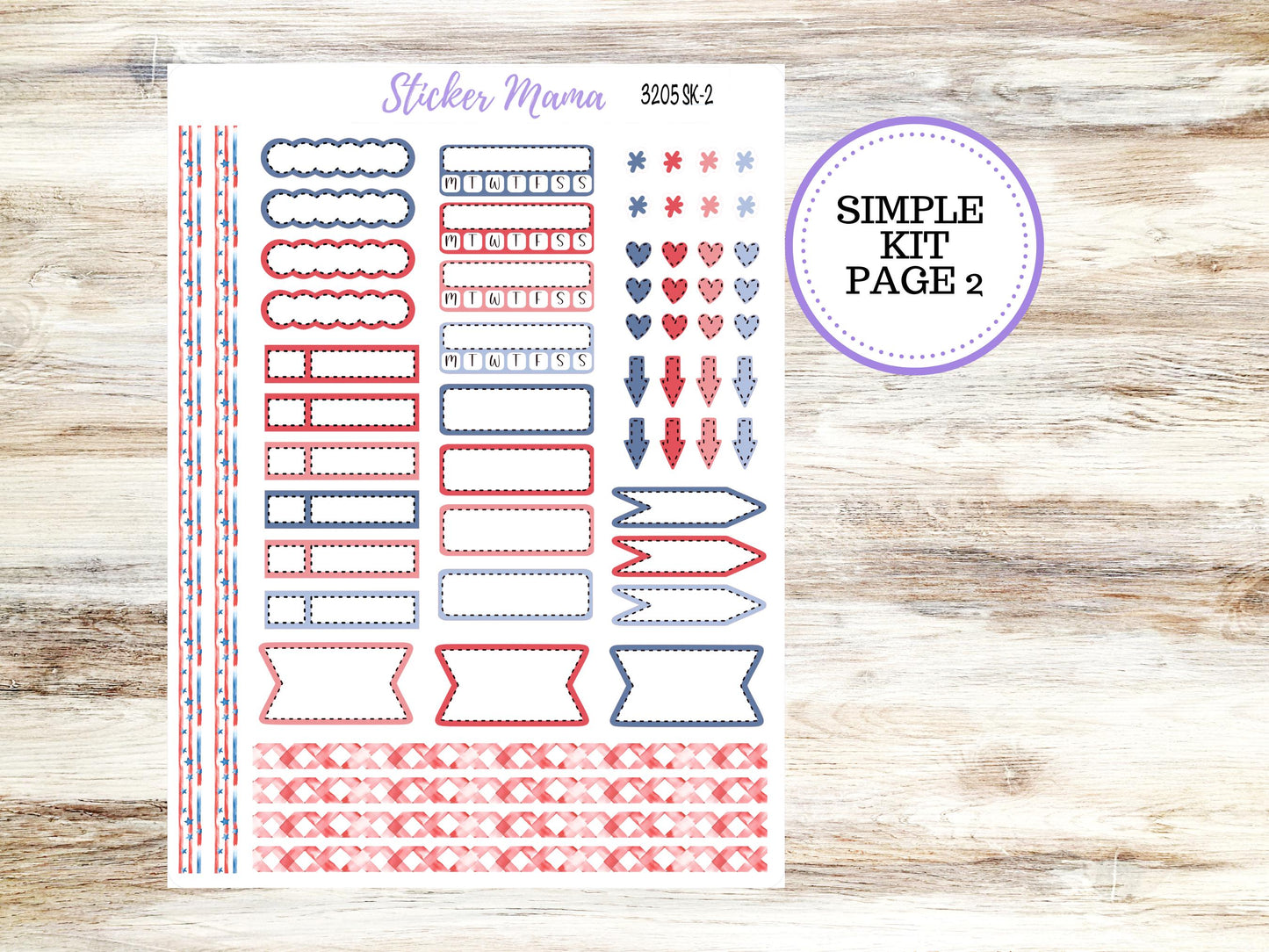 Simple Planner Sticker Kit | 3205 Patriotic Festivities | 1.5 inch wide