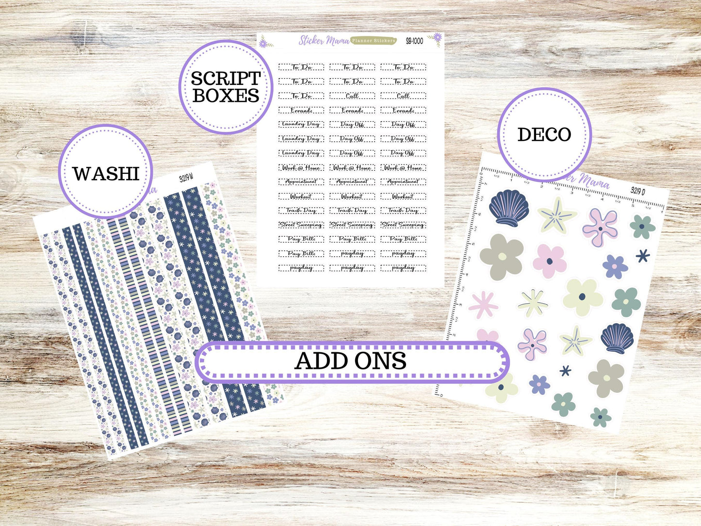 Laurel Denise Large Nancy & Large Anne Planner Sticker Kit | Vertical Horizontal Week + Month | August Tropical Trinkets 3219 | 5-26
