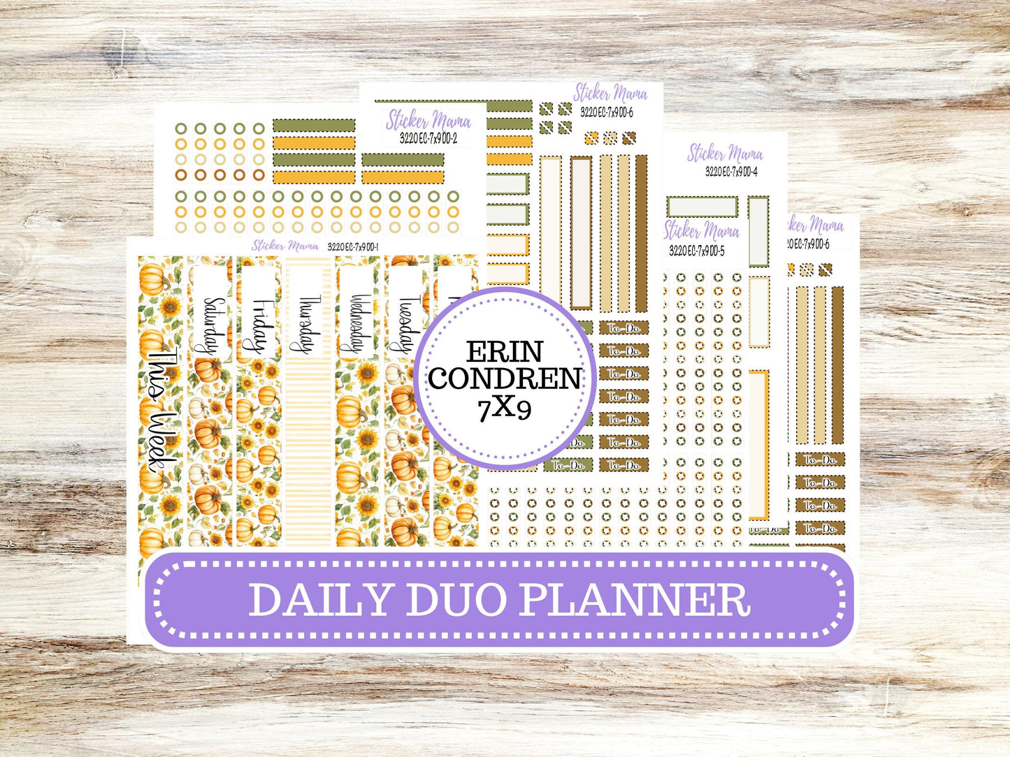 Erin Condren Daily Duo Planner Kit DD 3220 | Sunflower Harvest  | Full Month Kit