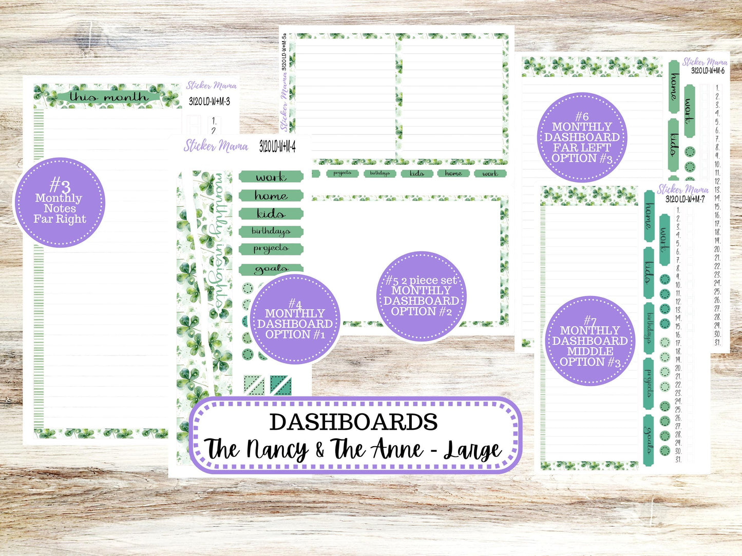 LD “The Nancy & Anne” Large || Week + Month PLANNER Monthly Kit #3120 || Horizontal Vertical Kit || March Shamrock Magic || 11-25