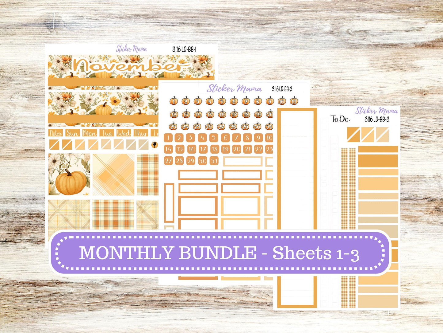Laurel Denise Mae and Kristy Planner Sticker Kit | Book-Bound | BookBound | Floral Harvest November #3116 |  9-25