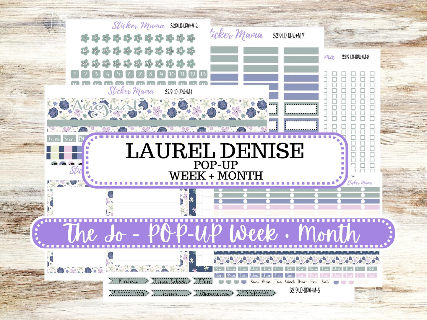 Laurel Denise Jo Planner Sticker Kit | Pop-up Week+Month | August 3219 Tropical Trinkets | 5-26