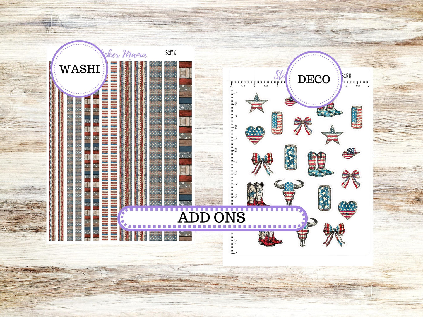 Laurel Denise Valerie Planner Stickers | LD Teacher Week + Month Planner Kit | July 3217 Old Glory | 4-26