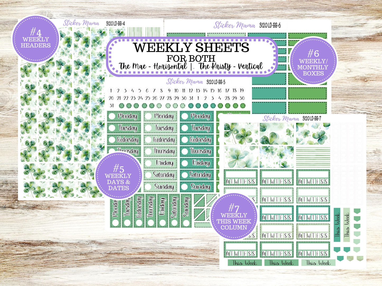 LD BOOK-BOUND Planner Kit #3120 || The Mae || The Kristy || Shamrock Magic || March Laurel Denise Sticker Kit ||  11-25