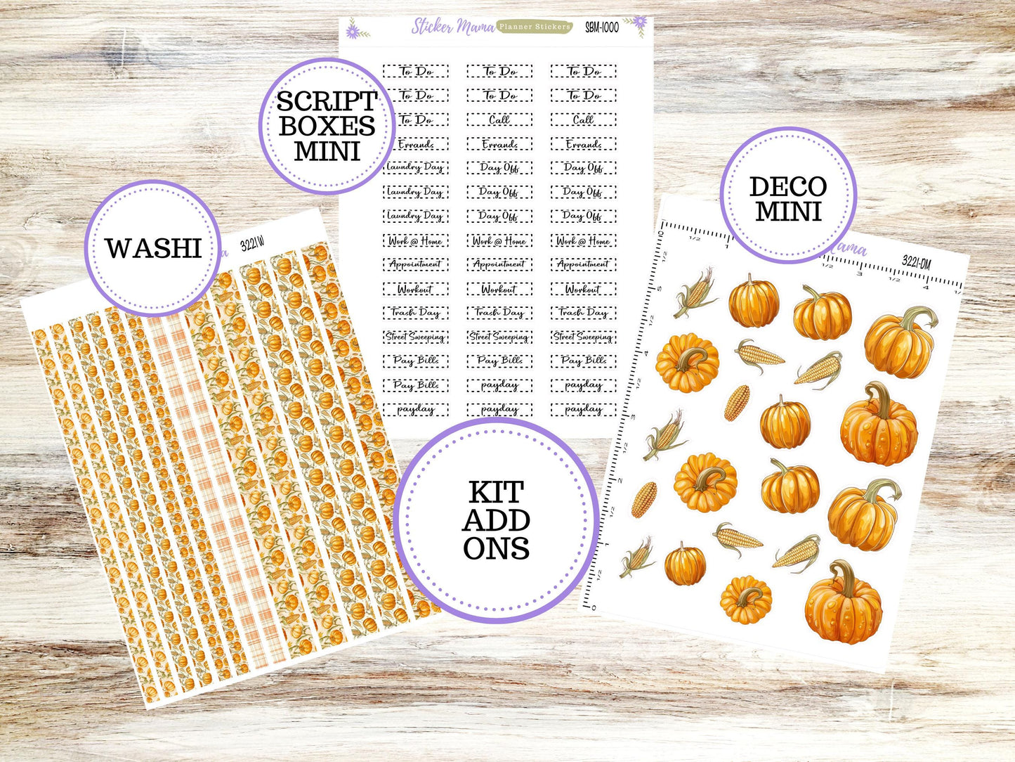 Journal Planner Sticker Kit  | Pumpkin Cornstalk #3221