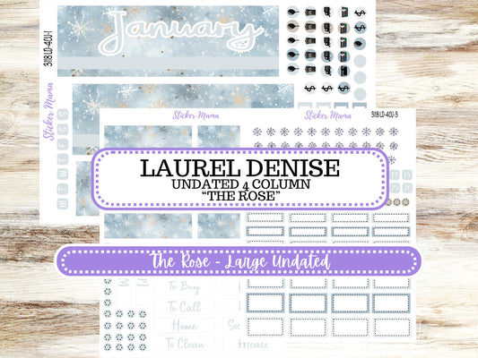 LD "The Rose" - Large Undated Sewn || 4 COLUMN Undated (formerly project undated). Planner Kit #3118 || January || 10-25