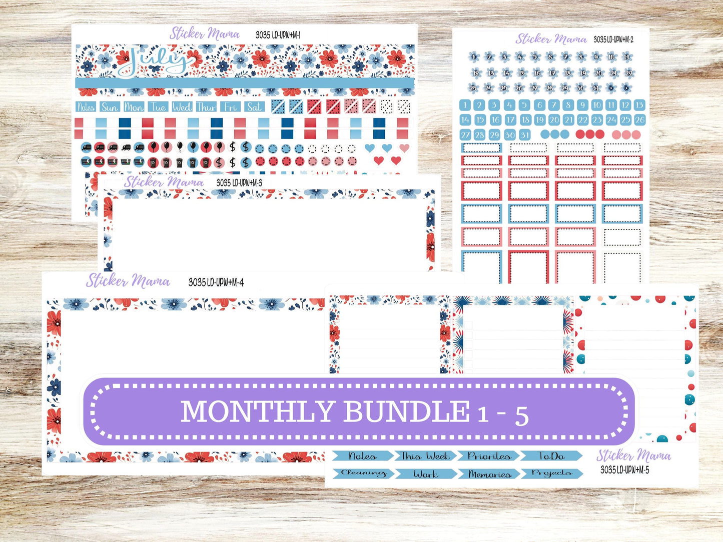 Laurel Denise Jo Planner Sticker Kit | Pop-up Week+Month | July 3035 American Dream | 4-26