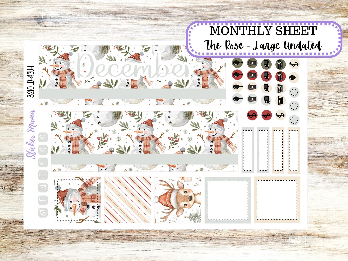 LD "The Rose" - Large Undated Sewn || 4 COLUMN Undated (formerly project undated). Planner Kit #3210 || Frosty Friends || 9-25