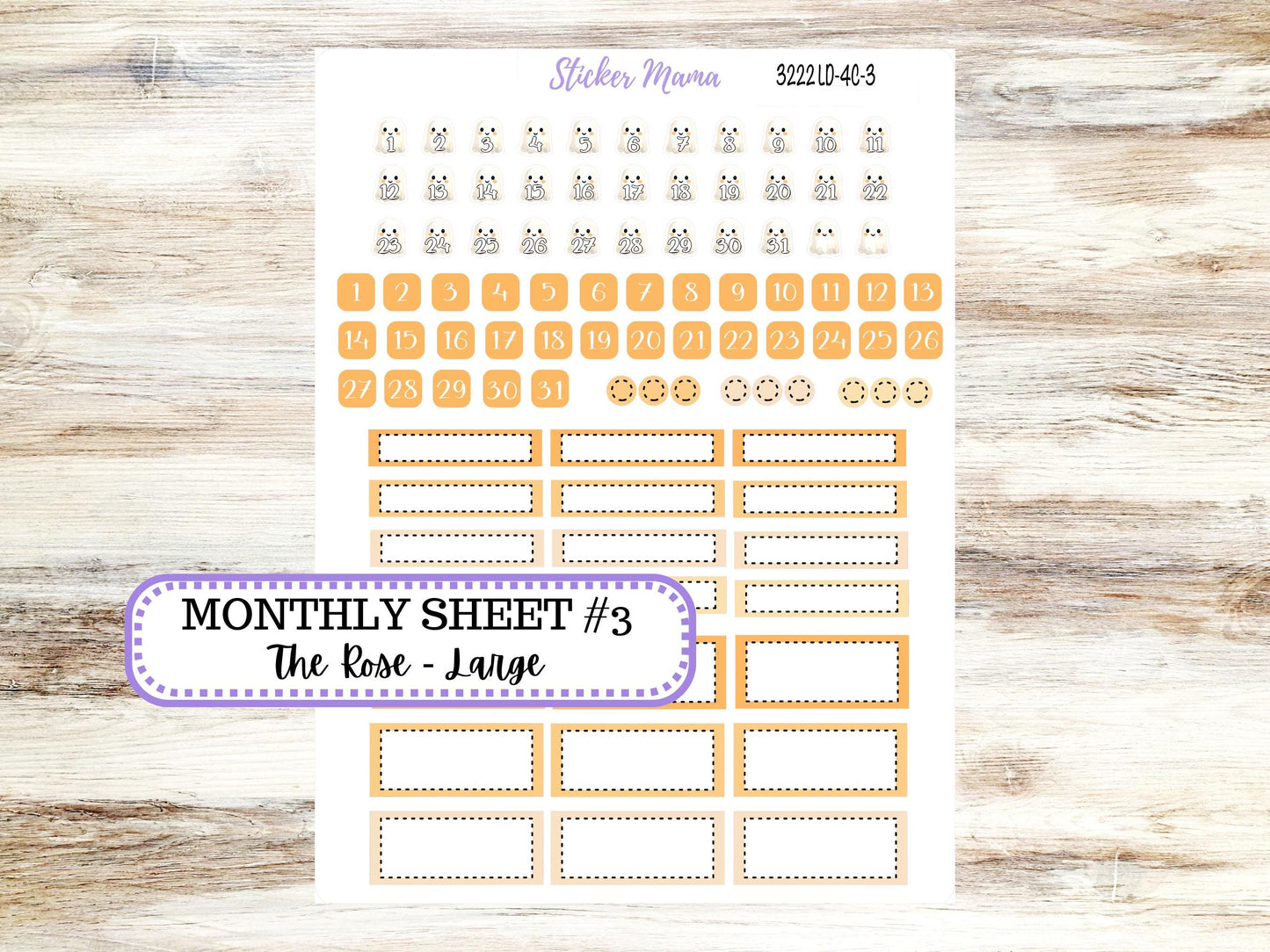Laurel Denise Large Rose Planner Sticker Kit | 4 Column Mini | Project Mini  | 3222 Cozy Ghost October | 7-26