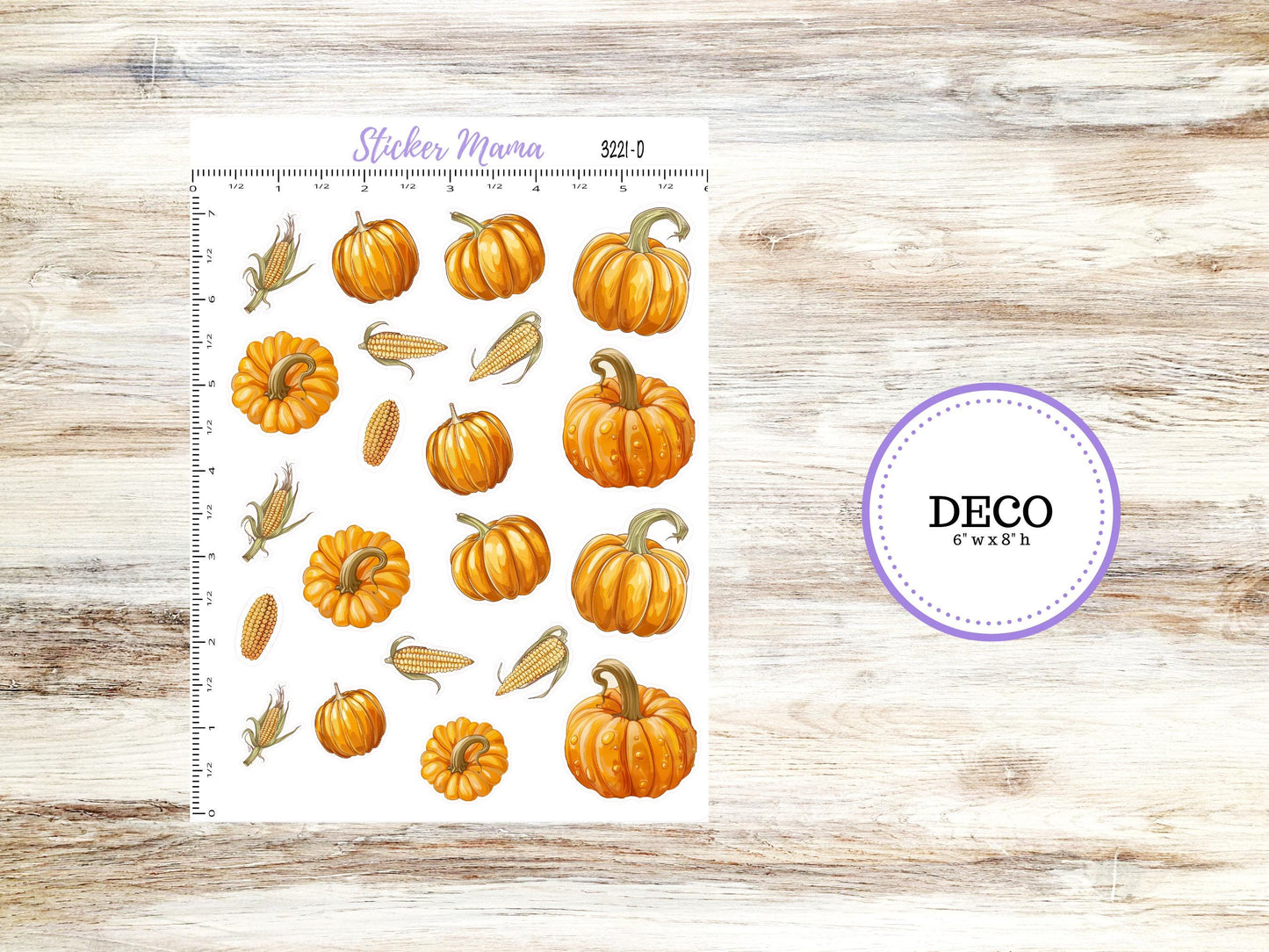Deco Planner Stickers | Pumpkin and Cornstalks 3221