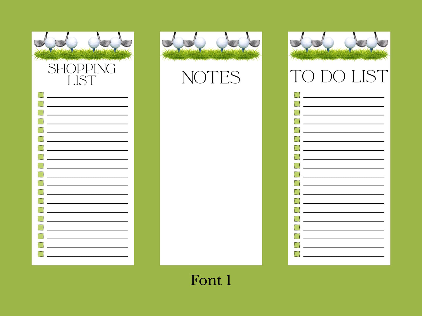 Tee Time - Golf Notepads | Set of Three | 3.5 x 8 | To Do List | Shopping List | Notes