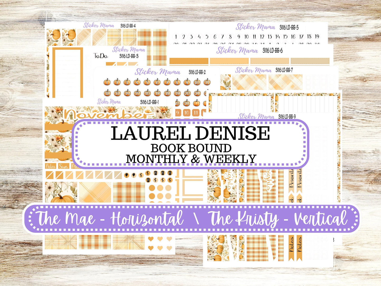 Laurel Denise Mae and Kristy Planner Sticker Kit | Book-Bound | BookBound | Floral Harvest November #3116 |  9-25