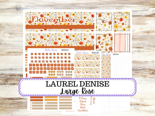 Laurel Denise Large Rose Planner Sticker Kit | November Fall Pressed Flowers 3223 | 8-26