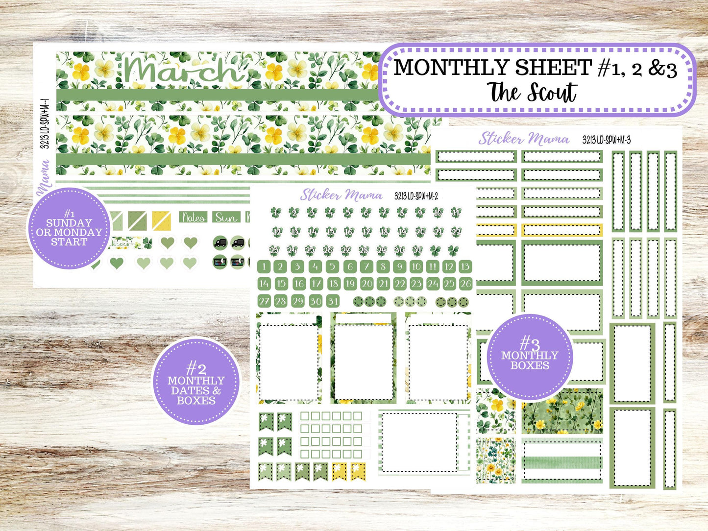LD Small "The Scout" || PORTRAIT Weekly + Monthly Planner Kit #3213 || March Lucky Blossom || Laurel Denise Kit Portrait  || 11-25