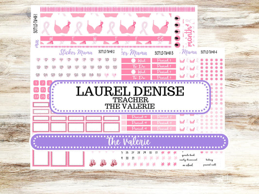 LD "The Valerie" || TEACHER Week + Month Planner Kit #3071 || Breast Cancer ||Laurel Denise Kit || Laurel Denise Teacher Planner || June 25