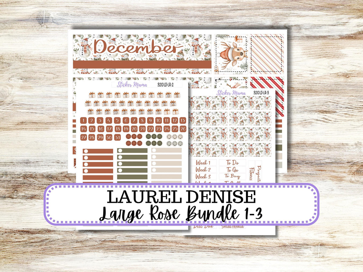 Laurel Denise Large Rose Planner Sticker Kit 3210 | December Frosty Friends | 9-26