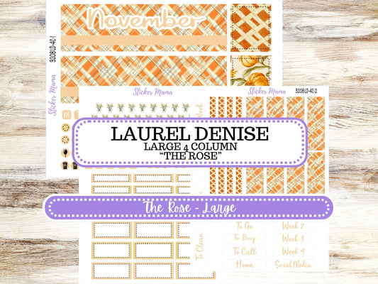 LD "The Rose" Large || 4-COLUMN (formerly project)  Planner Kit #3208 || Fall Fields || Laurel Denise Stickers || 9-25