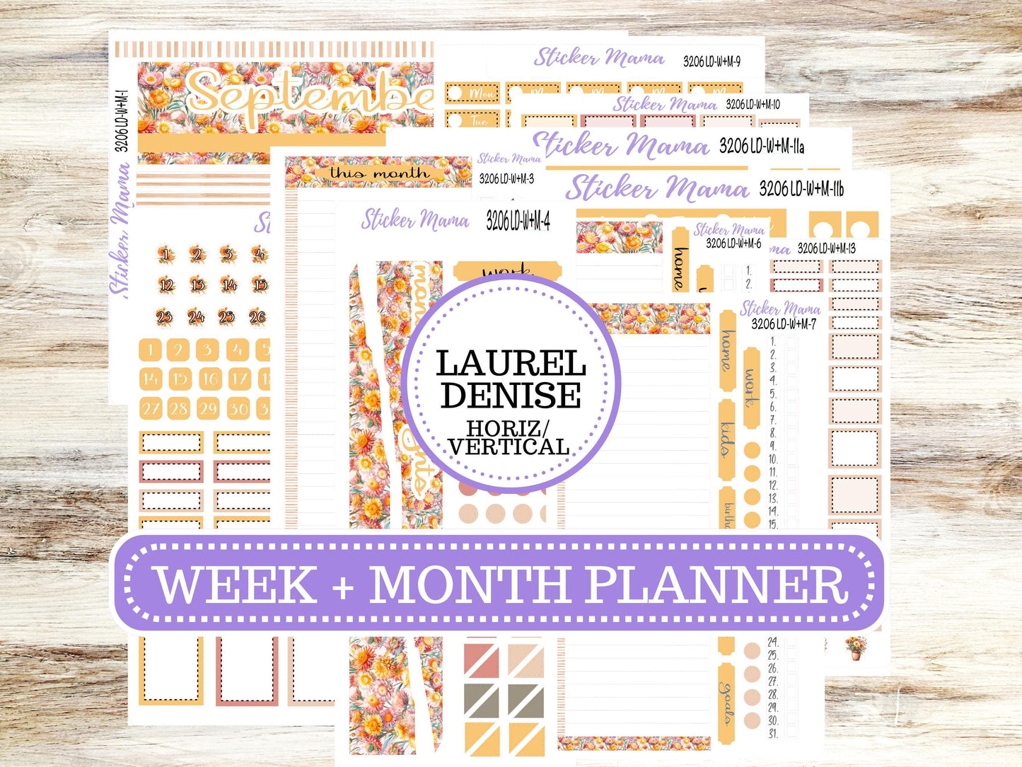 LD “The Nancy & Anne” Large || Week + Month PLANNER Kit #3206 || Laurel Denise Horizontal Vertical || Falling Colors || June 25