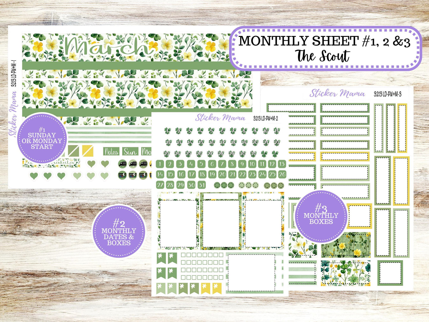 LD Large "The Scout" || PORTRAIT Weekly + Monthly Planner Kit #3213 || March Lucky Blossom || Laurel Denise Kit Portrait || 11-25