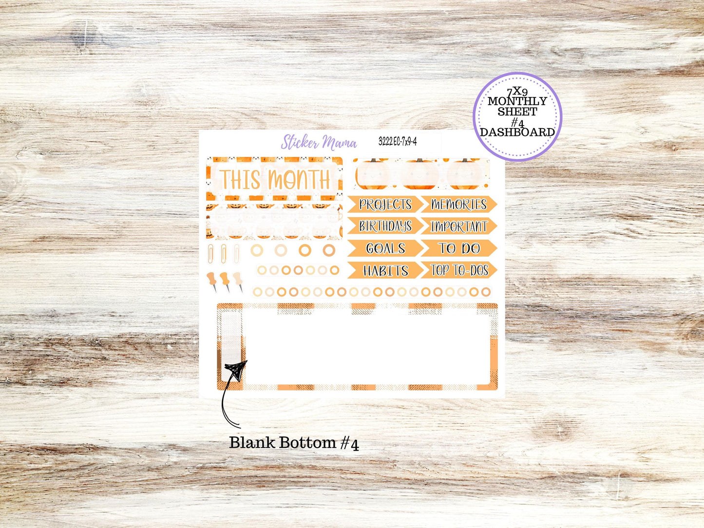 Erin Condren Monthly  Kit  7X9 | 3222 Cozy Ghost Stickers  | October