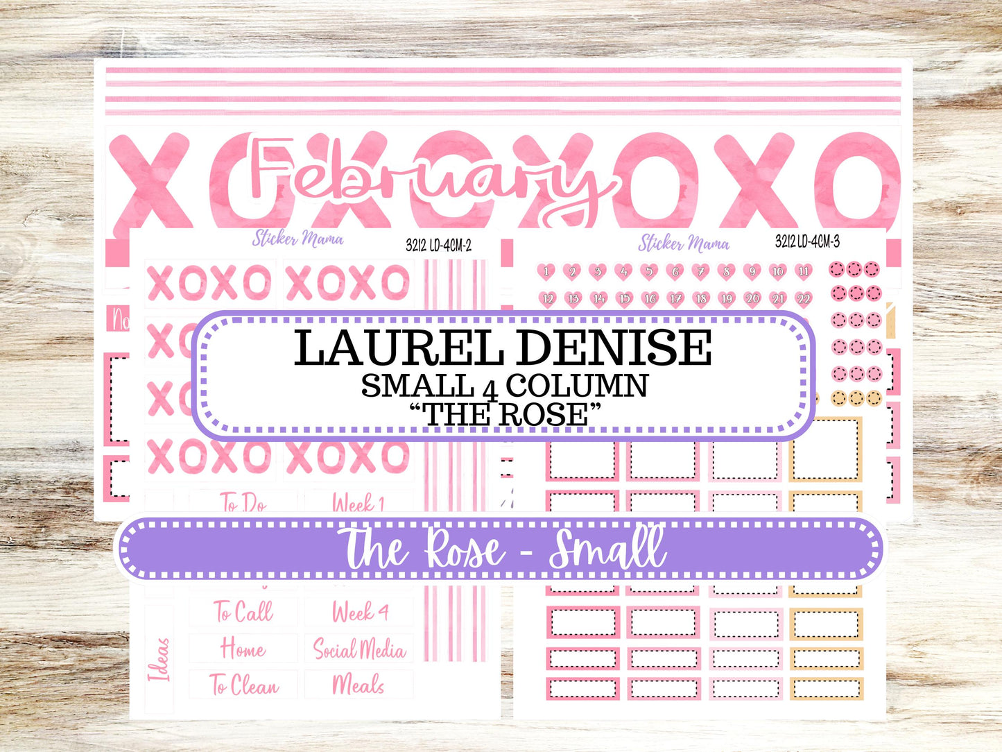 LD "Th Rose" Small || 4 COLUMN Mini (formerly the project mini) Size Planner Kit #3212 || Love Notes || Project Stickers || 10-25