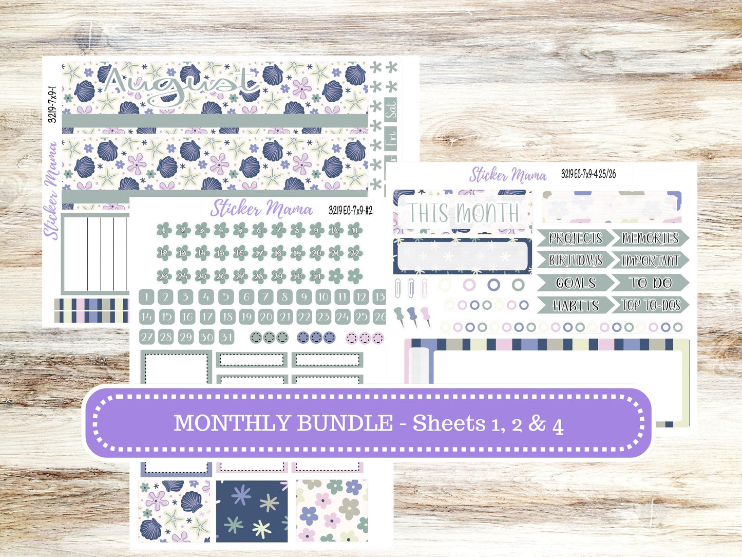 Erin Condren Monthly Kit | 7X9 | August 3219 Tropical Trinkets | 5-26