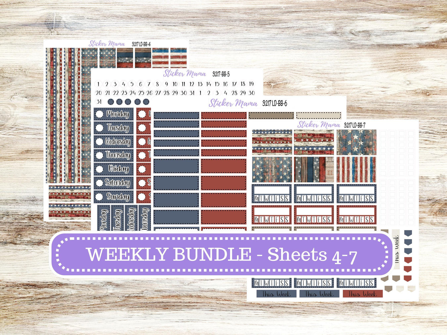 Laurel Denise Mae and Kristy Planner Sticker Kit | Book-Bound | July 3217 Old Glory | 4-26