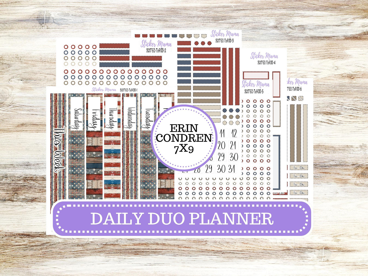Erin Condren Daily Duo Planner Sticker Kit | 3217 Old Glory